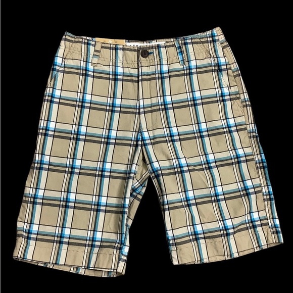 Men’s AEROPOSTALE 30 Small Shorts Chino Khakis Longer Length Plaid Khaki NWT - Picture 3 of 10